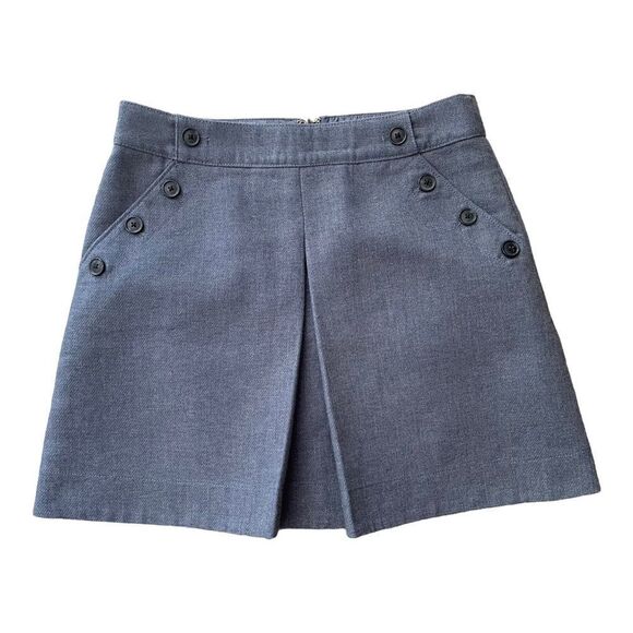 GAP Size 4 Military Sailors Mini Zip Skirt Button Pocket Lined Blue Preppy EUC - Picture 3 of 7